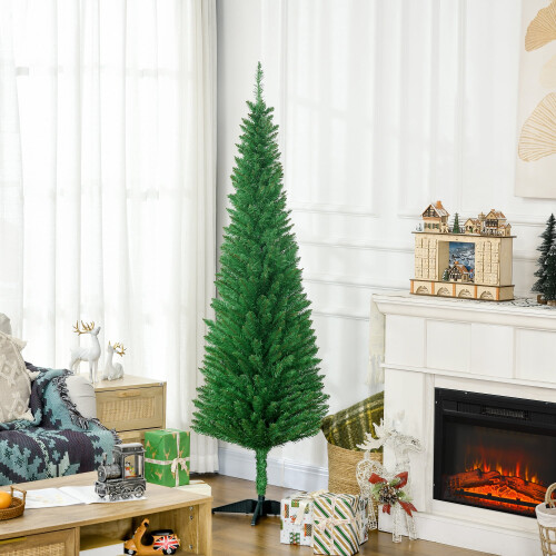 6ft Light Green Pencil Christmas Tree, 390 Tips, Plastic 1