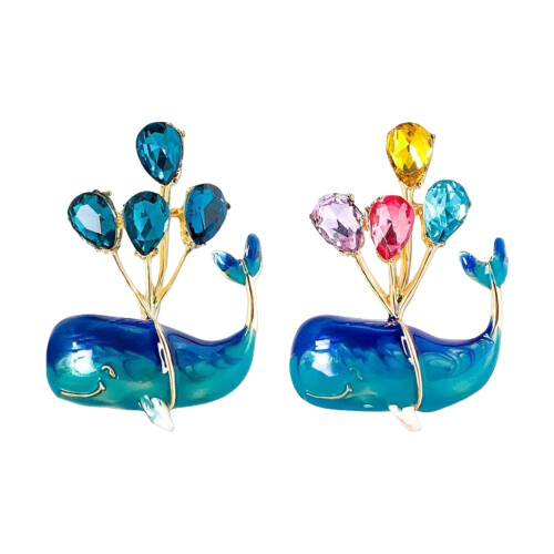 Épingle de baleine bleue ludique ornée de ballons,-Couleur 1