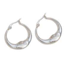 Fashion Moon Drop Earrings Stainless Steel Pendant-steel color