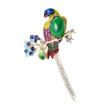 Fashionable Sophisticated Parrot Brooch Versatile Jewelry-Green