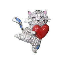Cats Inspired Brooch Alloy Construction Casual Accessory-Silver