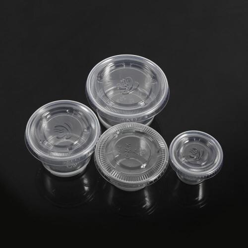 Disposable Plastic Sauce Cups with Lid 50 pcs 2