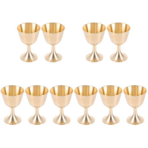 10Pcs Golden Copper Wine Cups Decorative Tabletop Sacrifice Set