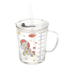 2Pcs Kitchen Glass Scale Cups Heat Resistant Kids Milk Cups White