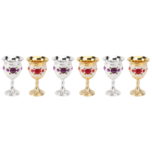 6Pcs Party Alloy Wine Goblets Assorted Color Stemless Drinking Glasses 2