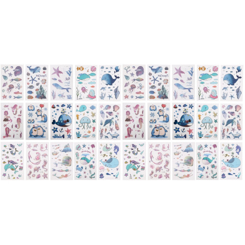30 Sheets Stickers Marine Animal Pattern Children Temporary Body Decal 1