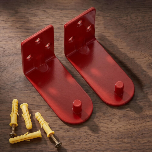 2Ensembles Fixation Extincteur Métal Robuste Rouge Pour Mur 2