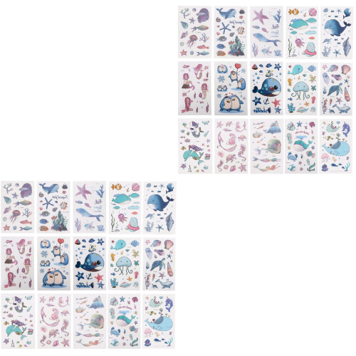 30 Sheets Stickers Marine Animal Pattern Children Temporary Body Decal 2