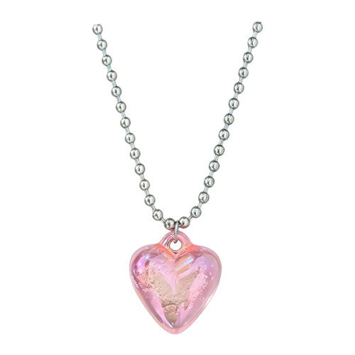 Trendy Multicolor Heart Shaped Necklace Titanium Steel-Pink