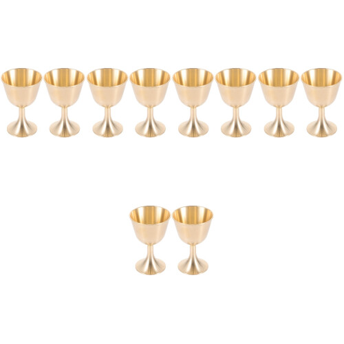 10Pcs Golden Copper Wine Cups Decorative Tabletop Sacrifice Set 2
