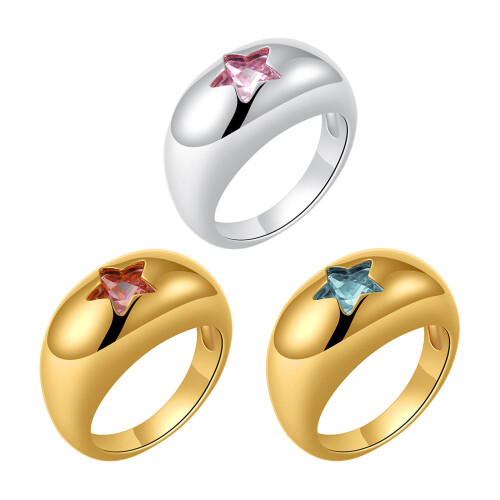 Statement Rings Star Shape Unique Cubic Zirconia Rings-8 Blue 1