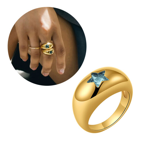 Statement Rings Star Shape Unique Cubic Zirconia Rings-8 Blue 2