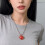 Trendy Multicolor Heart Shaped Necklace Titanium Steel-Pink 5