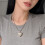 Trendy Multicolor Heart Shaped Necklace Titanium Steel-Pink 6