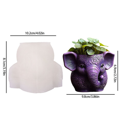 Reusable Silicone Elephant Planter Mold Suitable for Handmade 2