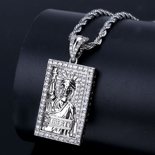 Retro Engraved Pendant Necklace With Double Tone Gold-silver 1