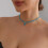 Triangular Crystal Beads Crucifix Pendant Neckchain-Pink 3