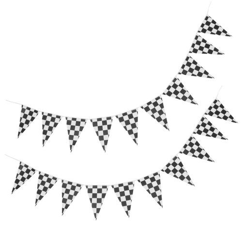 Checkered Flag Banner Racing Party Decoration – 2 Sets 2