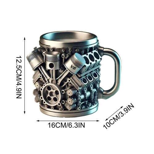 Κούπα καφέ από ανοξείδωτο ατσάλι V8Engine με μονωμένη λαβή 1
