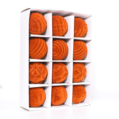 Velvet Christmas Balls Orange 12pcs 2