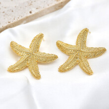 Gold Starfish Stud Earrings for Women