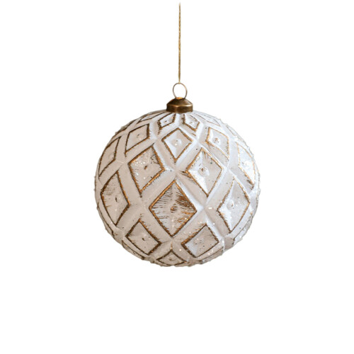 White Plastic Christmas Baubles with Hanging Loop – Pack 1