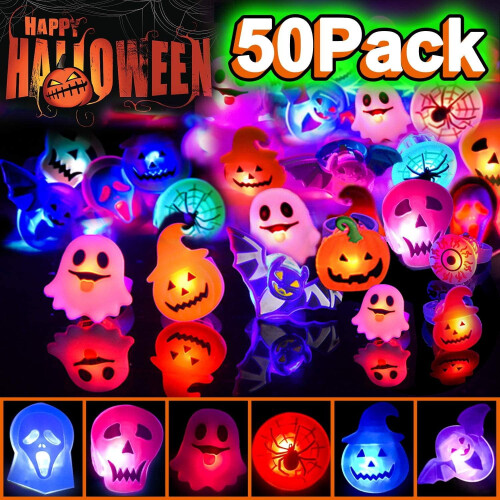 50 stk. Halloween LED-glødringe – 15Designs