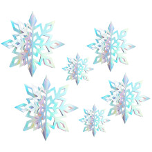 3D Glitter Snowflake Hanging Decorations 6 pcs Silver