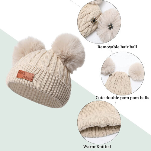 Vinterstrikket hue til babyer, unisex, 40-50 cm 2