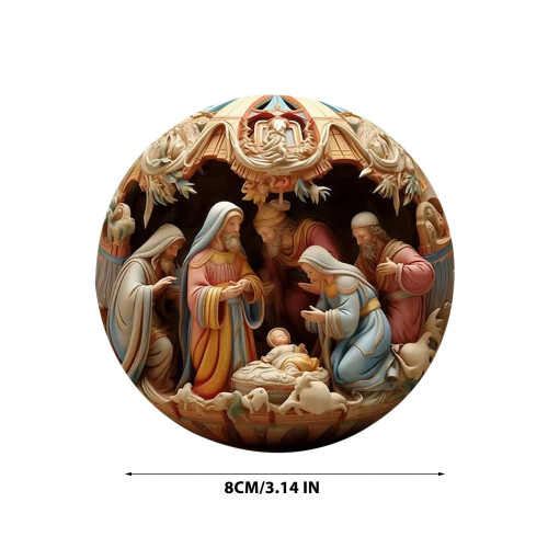 Nativity Scene Ornament 3D Religious Christmas Tree Decor 2