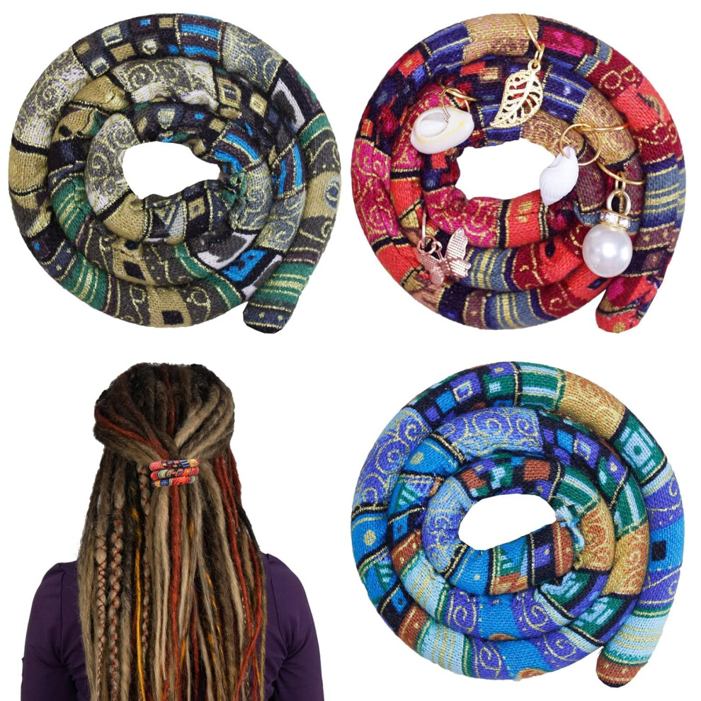 3 Spiral Lock Hair Ties for Dreadlocks & Thick Curly Hair