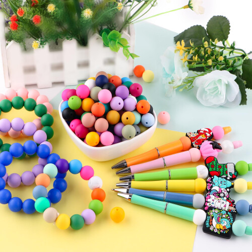 Silikonperler 15 mm runde 170 stk hvite 2