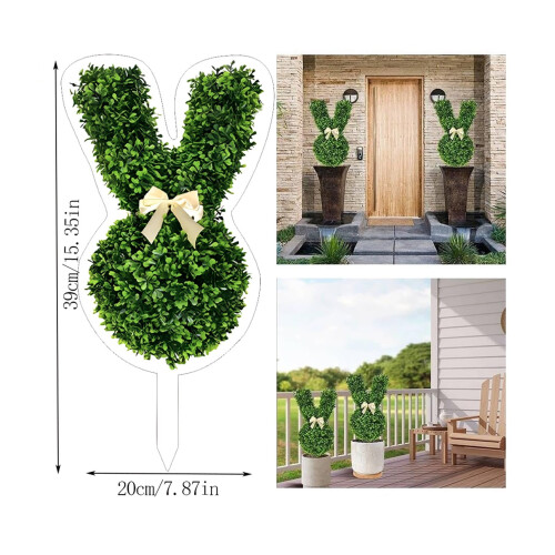 Hortensia artificiel en forme de lapin, vert 2
