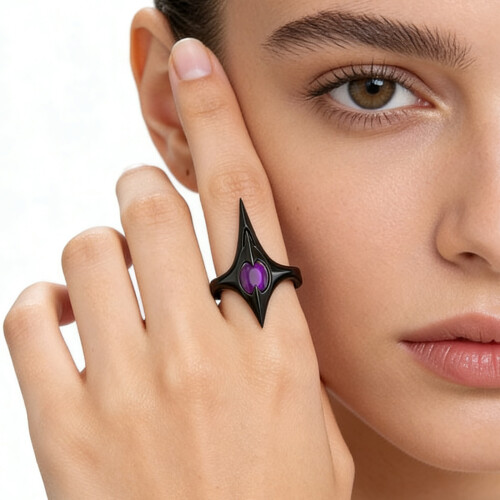 Ideal Gift Choice For Punk Style Ring Featuring-black purple. 2