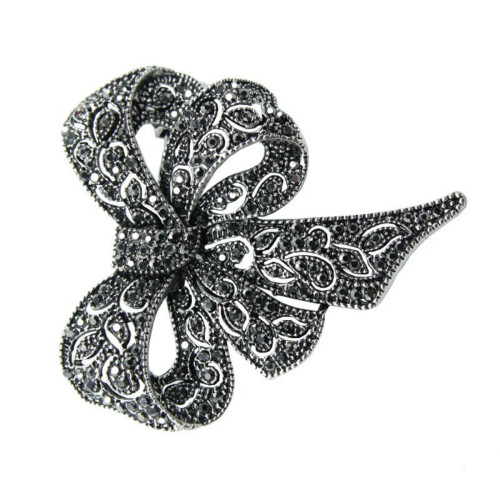 Broche élégante avec strass, nœud papillon, breloque Vintage,-2