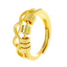 Elegant Women's Spinner Ring Rotatable Beads-02 14K gold 5966