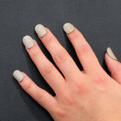 Sturdy Copper Flash Zirconia Wearable Nails for-Silver S 2