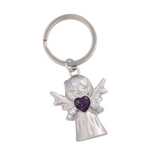 Elegante legering engel sleutelhanger met hart voor-Paars