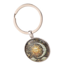 Celestials Themed Keychain Featuring Sun God Pattern Gemstones