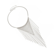 Collier à franges superposées tissé à la main, chaîne en fer