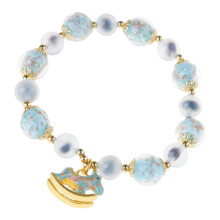 Bracelet en cristal élégant fait à la main avec agate bleue et