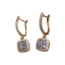 Boucles d'oreilles carrées en cuivre robustes, agrémentées de-Or