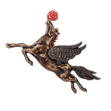 Sturdy Alloy Chinese Zodiacs Horse Brooch for-dark coffee