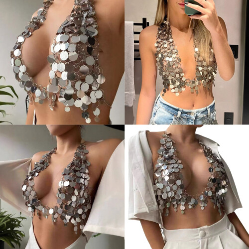 Comfortable Sequined Bodice Vest For Trendy Looks Layer Acrylic 1