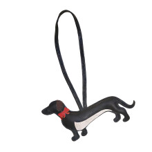 PU Leather Craftsmanship Dog Shaped Keyring For Keys-Black
