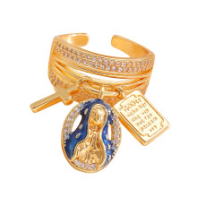 Spiritual Crucifix Scripture Ring Copper Adjustable Band With
