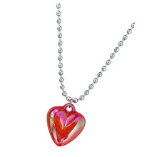 Trendy veelkleurige hartvormige ketting titanium stalen-Rood
