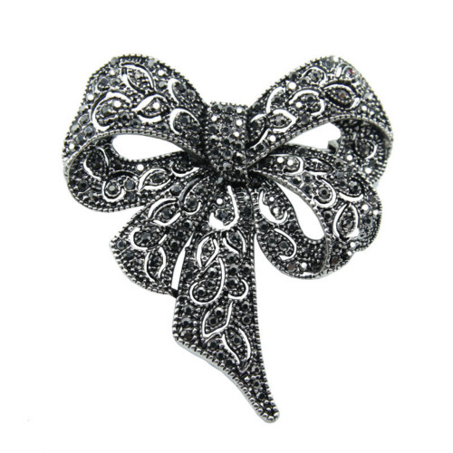 Vintage Rhinestones Bowknot Brooch Elegant Design Secure-2