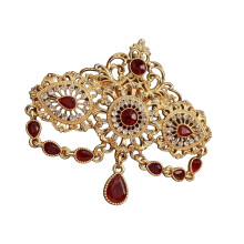 Crystals Accented Hollow Out Brooch Tassels Detail for-SS3