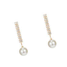 Unique Design Long Tassels Drop Earrings with Sparkling Zircon